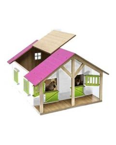 Kids Globe Horse stable Wood Pink 1:24 with 2 Boxes and Storage 610168