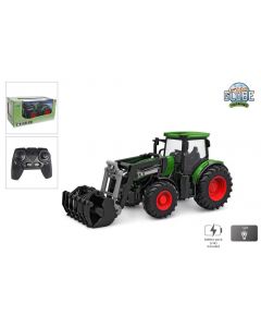 Kids Globe Farming RC Tractor 2.4GHZ light and front loader blue 27 cm 510315