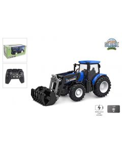 Kids Globe Farming RC Tractor 2.4GHZ light and front loader blue 27 cm 510315