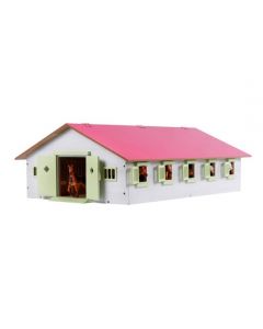 Kids Globe Horse stable Wood Pink 1:32 with 9 boxes 610188