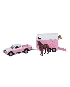 Kids Globe Mitsubishi with horse trailer die cast pink 27cm 520124